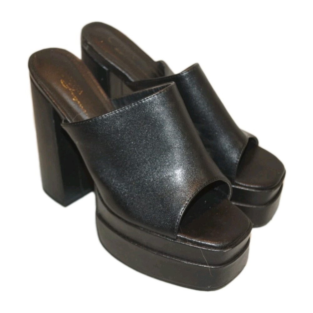Olivia Ferguson Klayton Black Platform Chunky Block Heels Size 9
